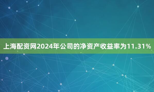 上海配资网2024年公司的净资产收益率为11.31%